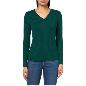 Tommy Hilfiger dark green cable knit cotton V-neck IVY sweater size 3X NWT